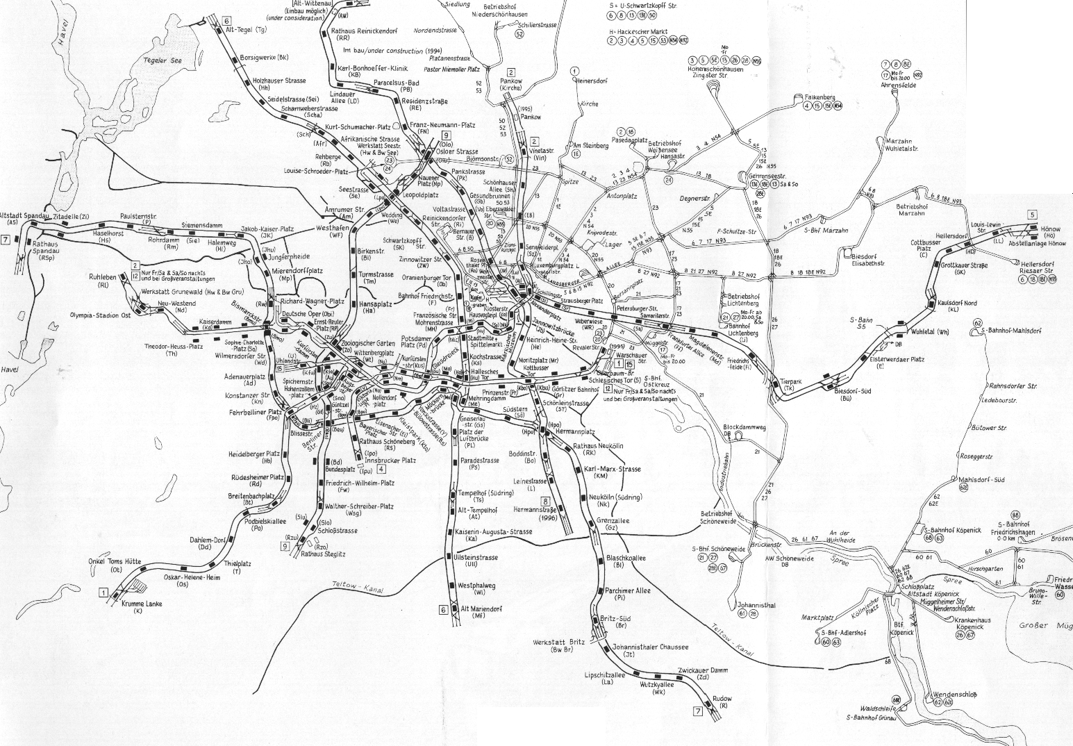 Track diagram of U-Bahn, Tram Berlin